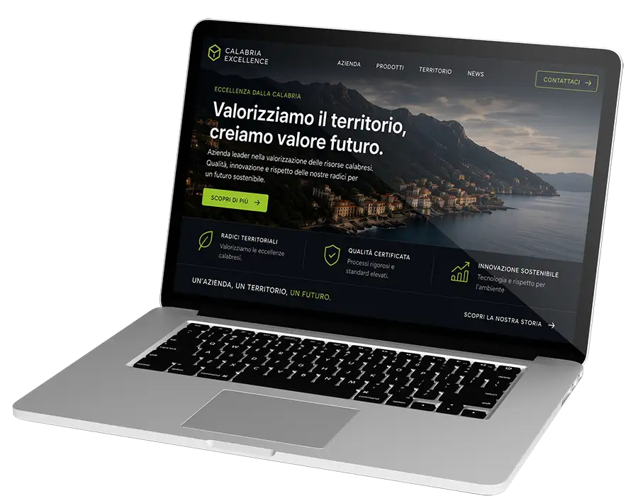 Mockup laptop di un sito web aziendale